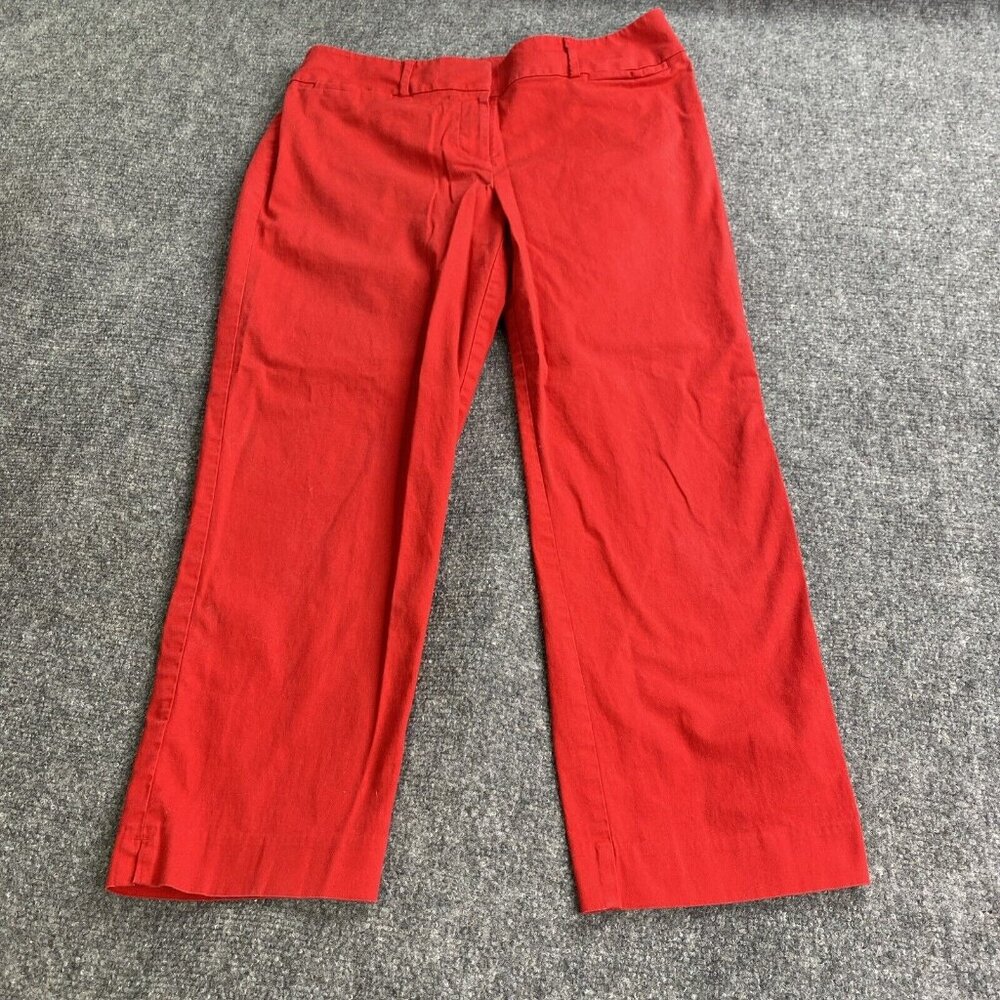 Ann Taylor Red Cropped Wide-Leg Pants